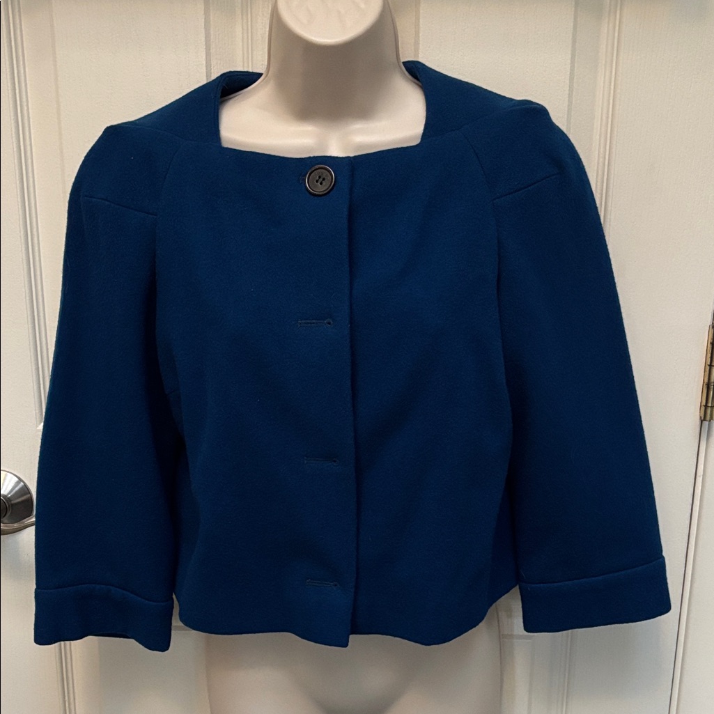 Dries Van Noten Blue Cropped Wool Jacket